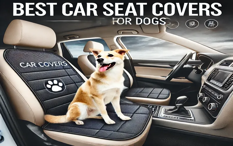 A happy dog sitting on a modern waterproof car seat cover inside a clean car interior, perfect for pet-friendly travel and protection.Best Car Seat Covers for Dogs