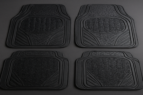 Best rubber floor mats for cars featuring heavy-duty, all-weather design in black.