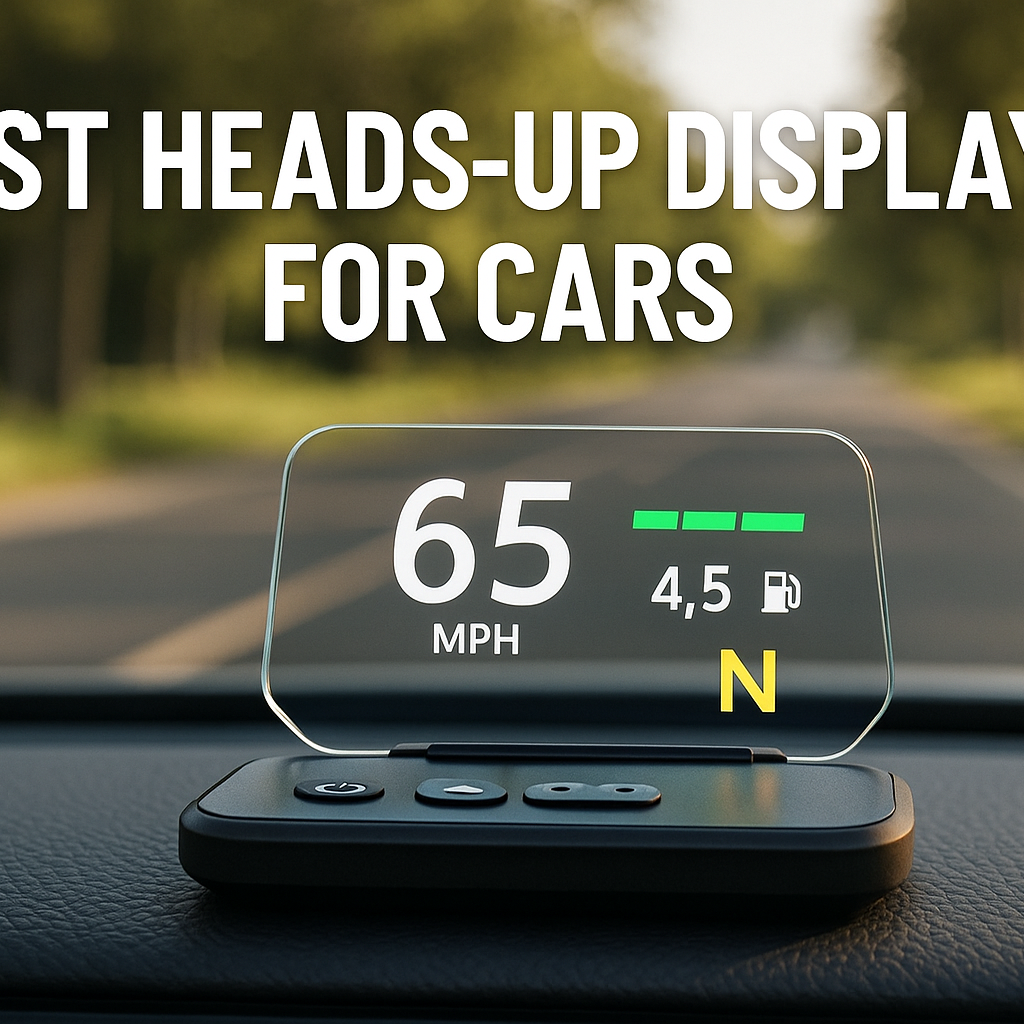 A modern dashboard showing the best heads up display for cars with speed, fuel, and navigation data projected clearly on a transparent screen.