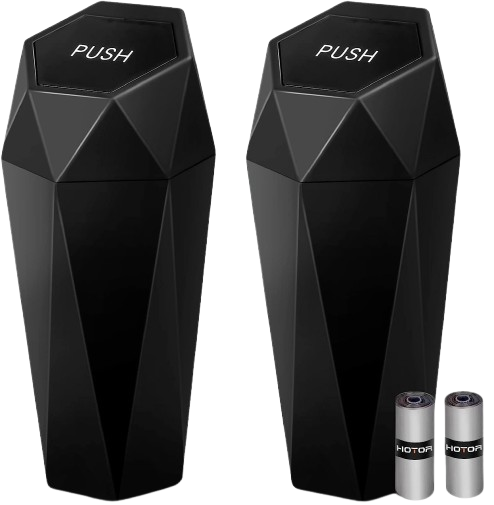 HOTOR Compact Car Trash Bins – 2 Pack with Flip Lids
