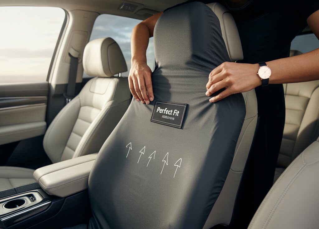 How to Use Car Seat Cover the Right Way: A Simple Guide for Car Owners 1 A person demonstrating how to use car seat cover by properly securing it over the seat for a snug and tailored fit inside a modern vehicle.