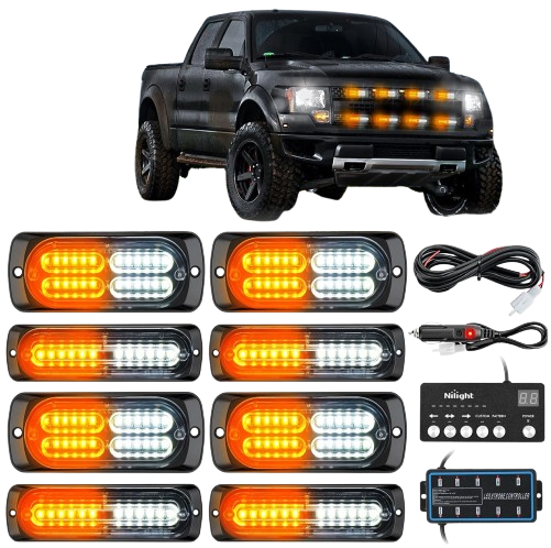 Nilight 8PCS LED Strobe Lights with Controller