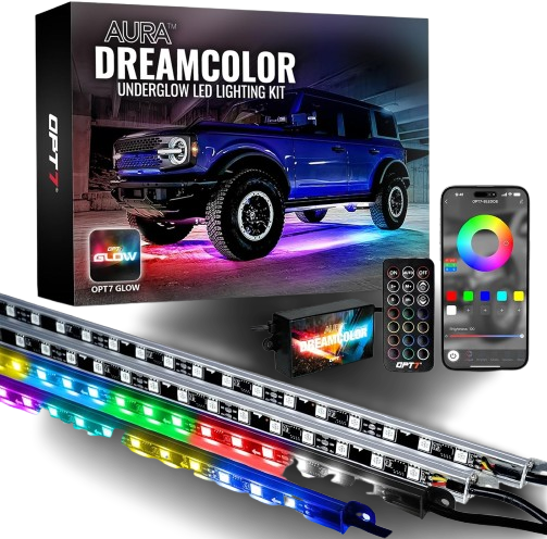 OPT7 Aura DreamColor Underglow LED Kit – Multi Color Chasing Lights with App Remote