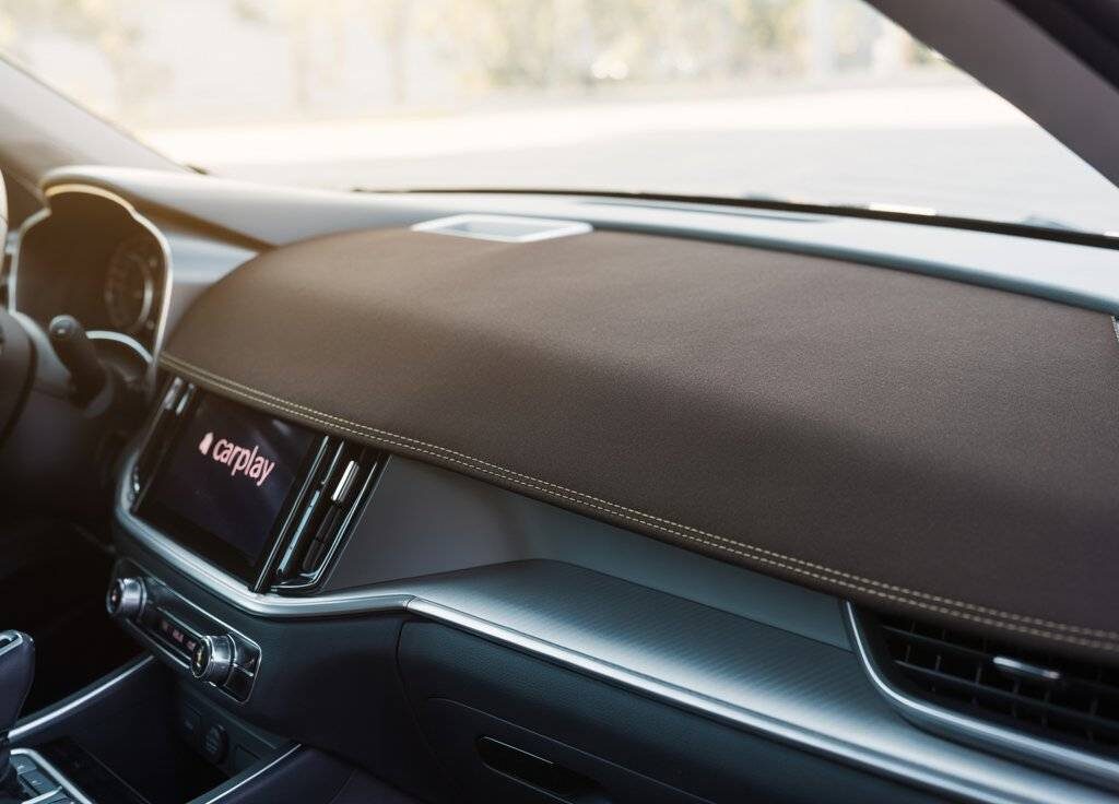 Interior view of a car featuring one of the best car dashboard covers designed to protect against heat, sun damage, and glare.
