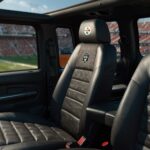 Interior view of a truck featuring stylish NFL seat covers for trucks with team logos, offering durability, comfort, and fan pride.