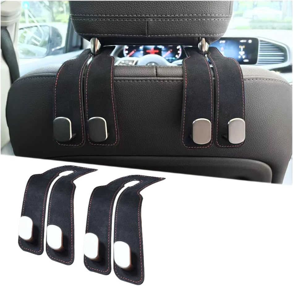 QAZXDR Leather Car Headrest Hooks (2-Pack)