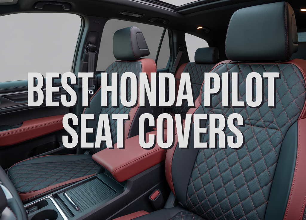 Top 10 Best Honda Pilot Seat Covers for Every Model Year (2005–2025) 1 Stylish black and red diamond-stitched Honda Pilot seat covers enhancing car interior comfort and luxury.