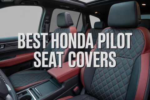 Top 10 Best Honda Pilot Seat Covers for Every Model Year (2005–2025) 8 Stylish black and red diamond-stitched Honda Pilot seat covers enhancing car interior comfort and luxury.