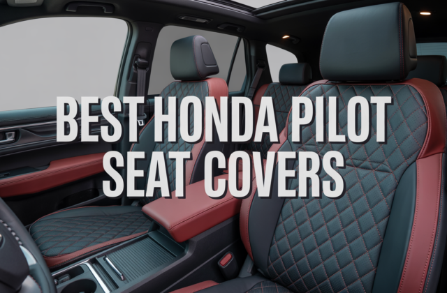 Top 10 Best Honda Pilot Seat Covers for Every Model Year (2005–2025) 1 Stylish black and red diamond-stitched Honda Pilot seat covers enhancing car interior comfort and luxury.