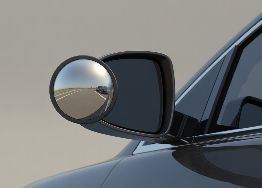 Best blind spot mirror for cars installed on a side mirror showing wide angle rear traffic clearly