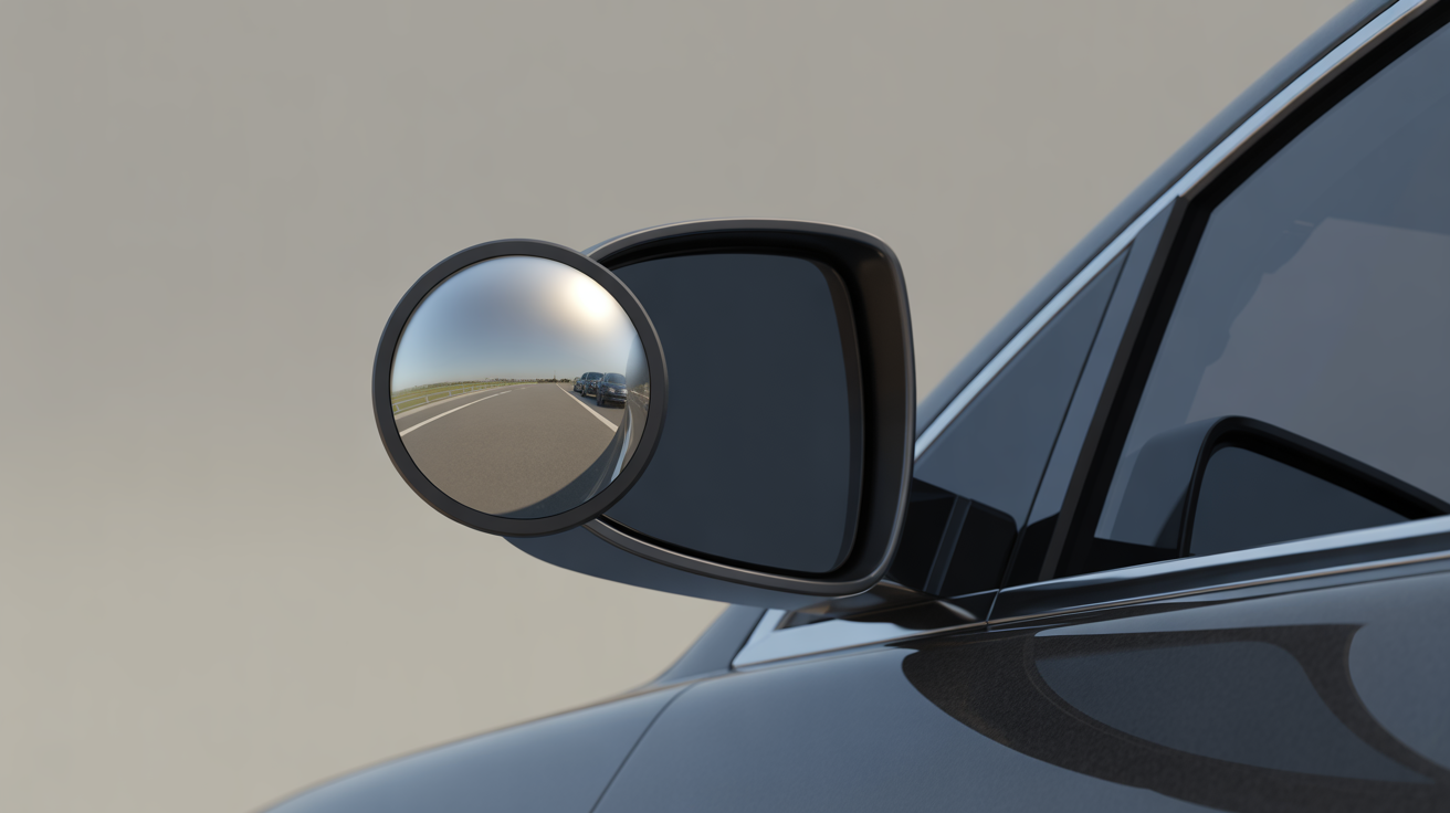 Best blind spot mirror for cars installed on a side mirror showing wide angle rear traffic clearly