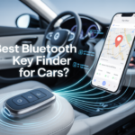 Best Bluetooth Key Finder for Cars showing real-time GPS tracking on a smartphone inside a modern vehicle interior