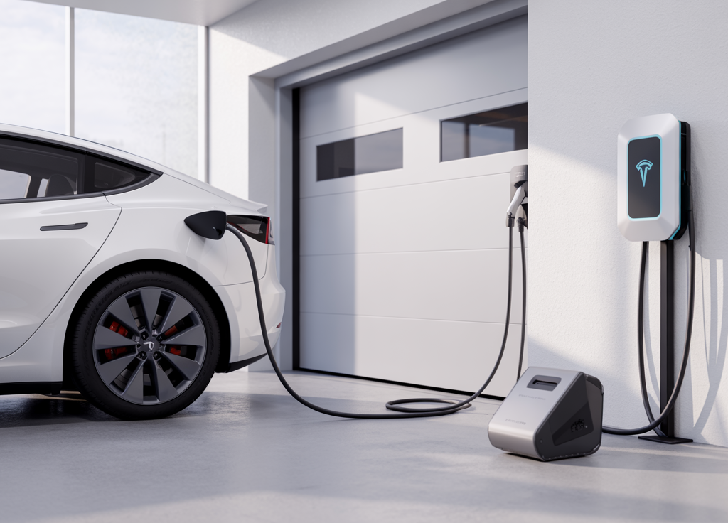Best Electric Vehicle Chargers Explained: Professional Buyer’s Guide with Proven Top Picks 1 Level 2 electric vehicle charger connected to a car inside a home garage, representing one of the best electric vehicle chargers for fast residential charging