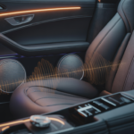 Interior of a luxury car showcasing a high-quality sound system featuring the best Car Bass and Voice Enhancer Speaker for deep bass and enhanced vocals.