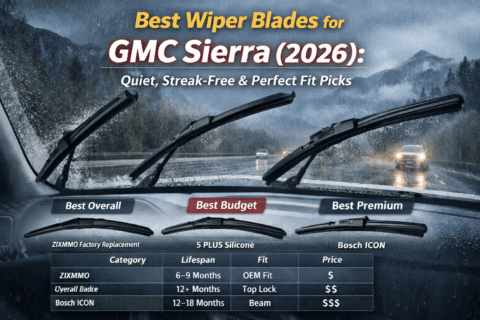 best wiper blades for GMC Sierra clearing rain with streak-free performance