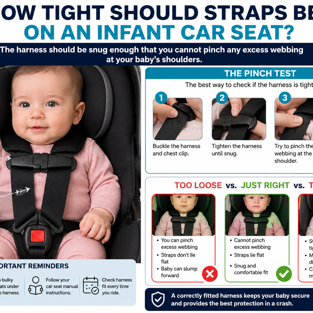 how tight should straps be on an infant car seat?