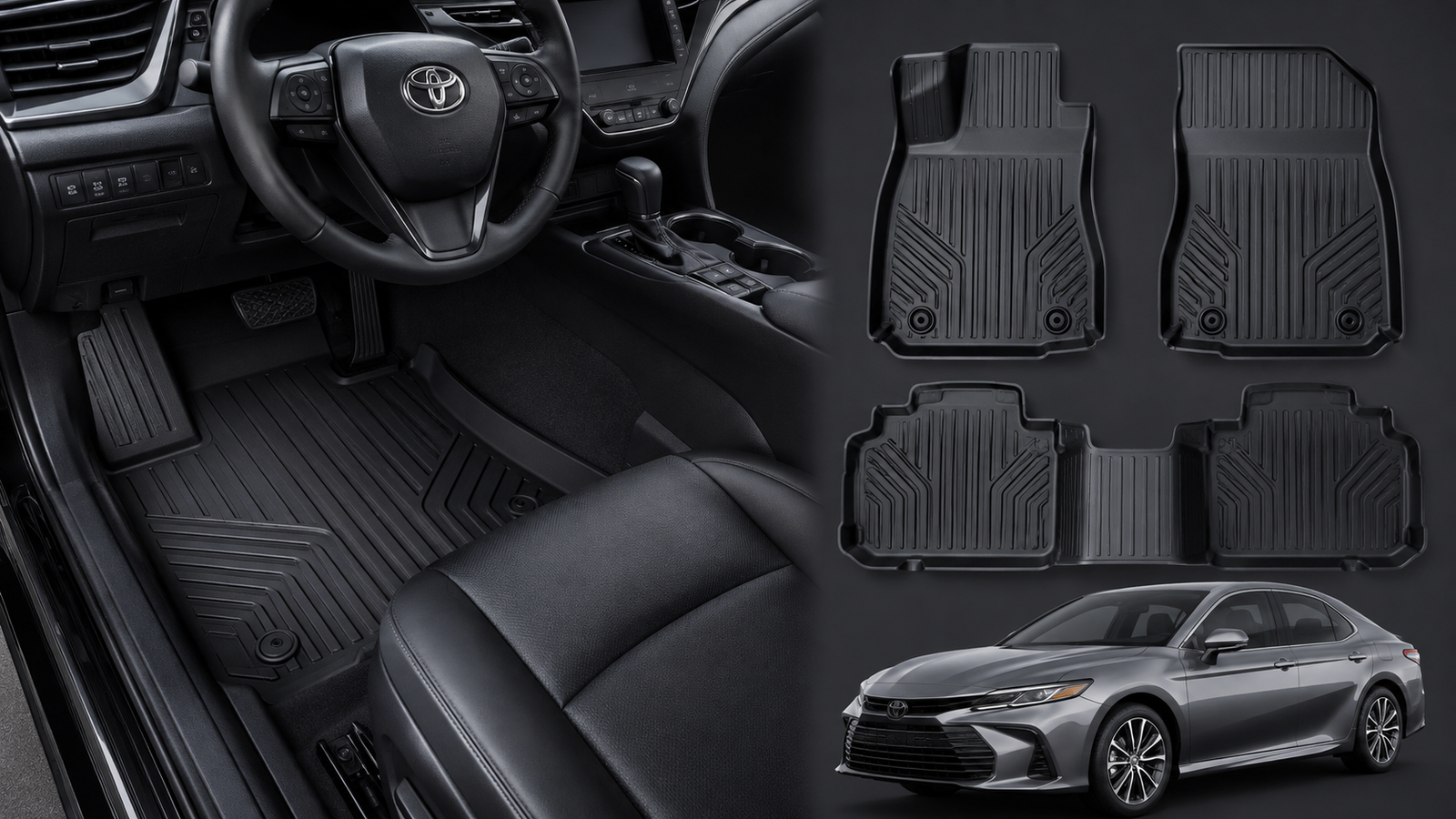 Best Floor Mats for Toyota Camry shown with custom-fit all-weather floor liners
