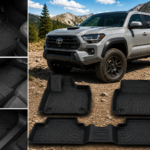 Best Floor Mats for Toyota Tacoma showing molded all-weather mats with raised edges and deep grooves