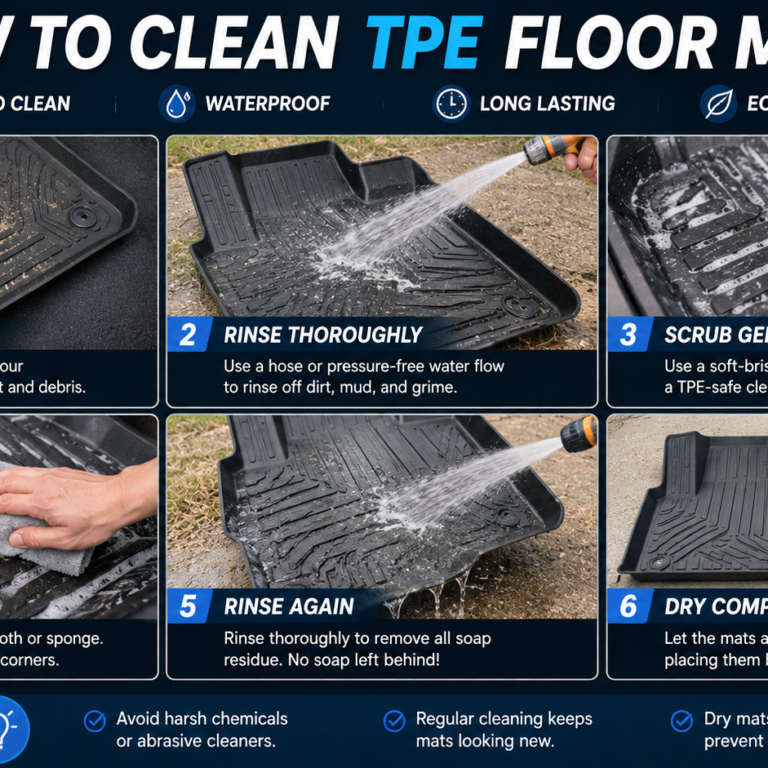 How to Clean TPE Floor Mats with simple steps for removing dirt, rinsing, scrubbing, and drying