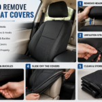How to remove car seat covers with step-by-step instructions for removing headrests, straps, clips, and fitted covers