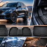 Best Floor Mats for BMW featuring a modern BMW SUV, fitted all-weather floor mats, complete interior coverage, and protection from rain, snow, mud, and road debris