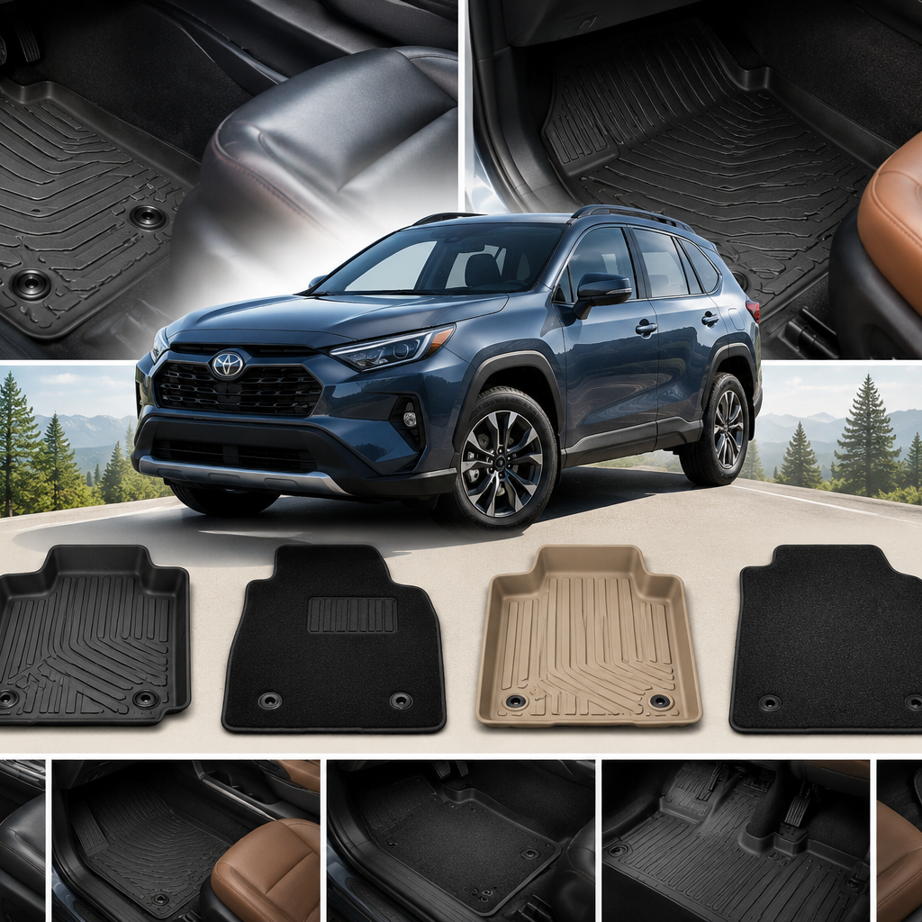 How to Choose the Right Floor Mats for Your Car showing different floor mat types, materials, and fit options
